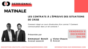 Matinale - Les contrats à l'épreuve des situations de crise @ Derriennic Associés | Paris | Île-de-France | France
